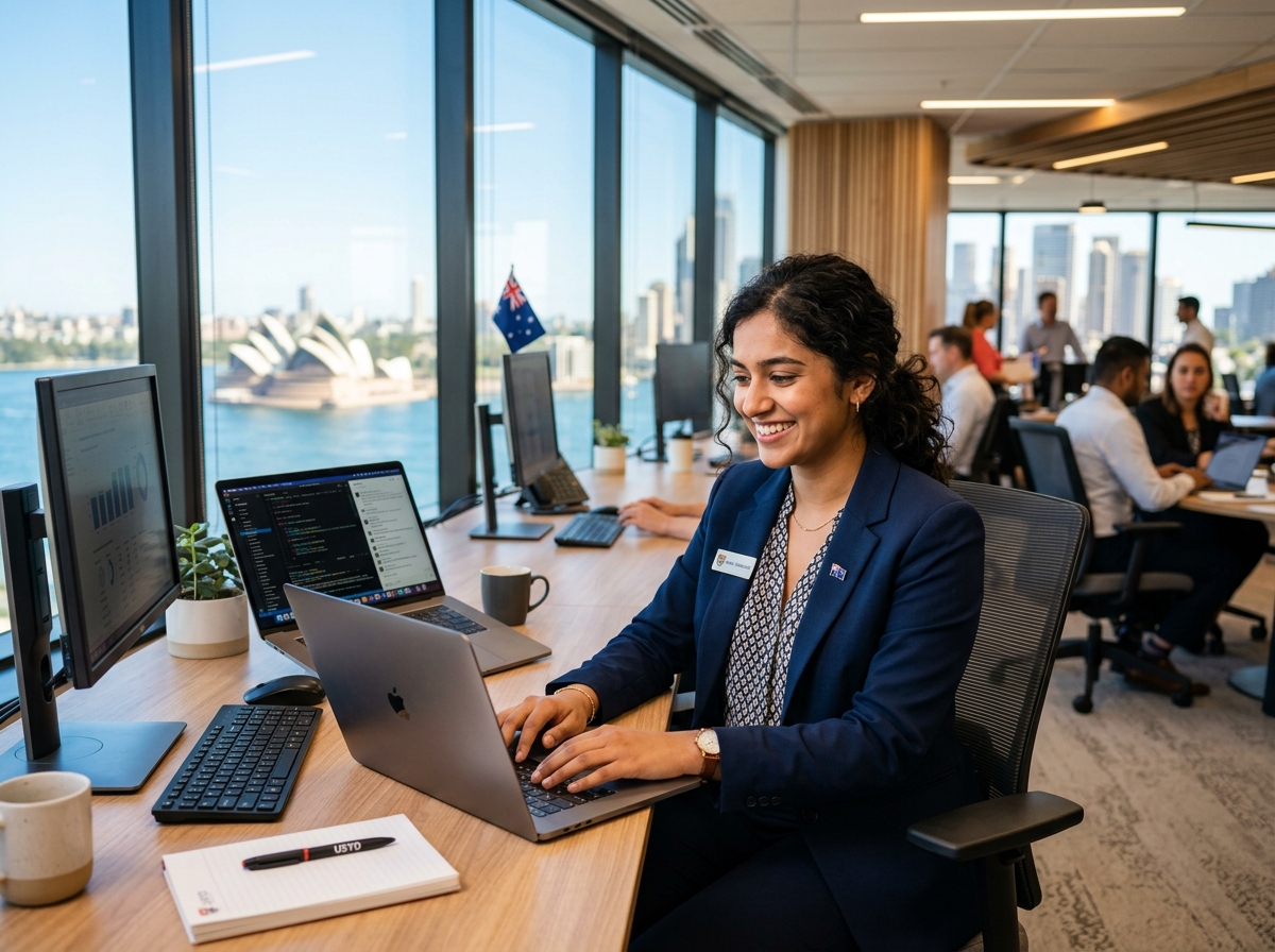 An intern working at an Australian host company